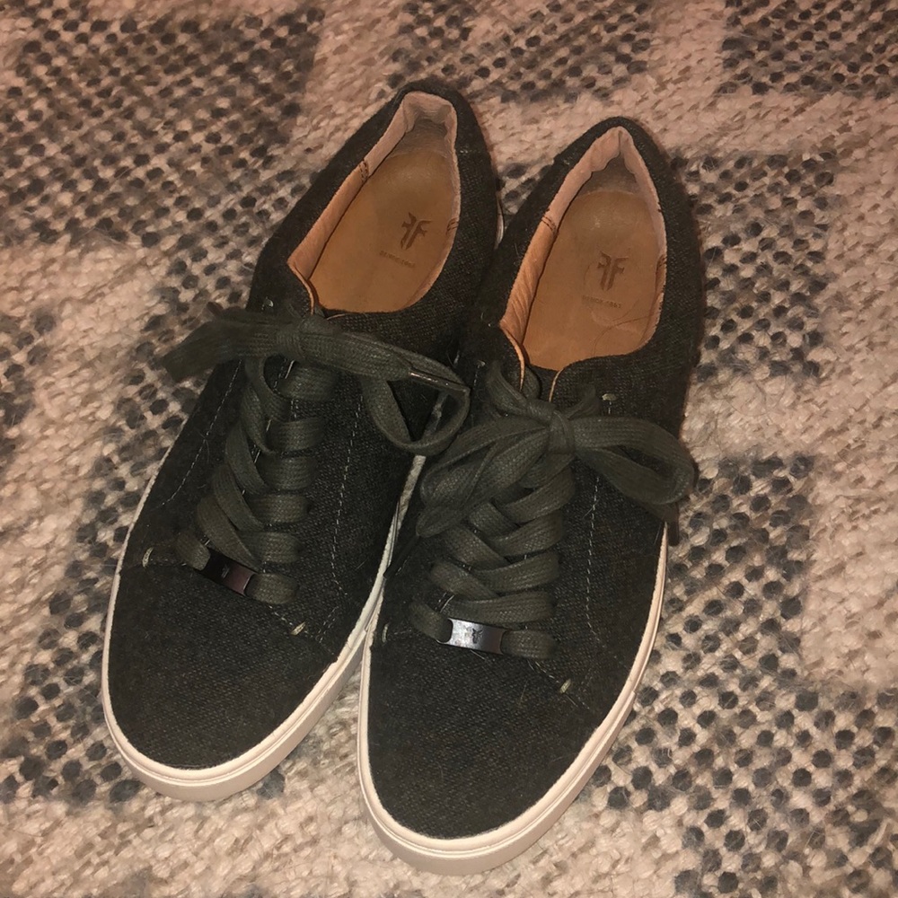 Olive Green Wool Frye Sneakers